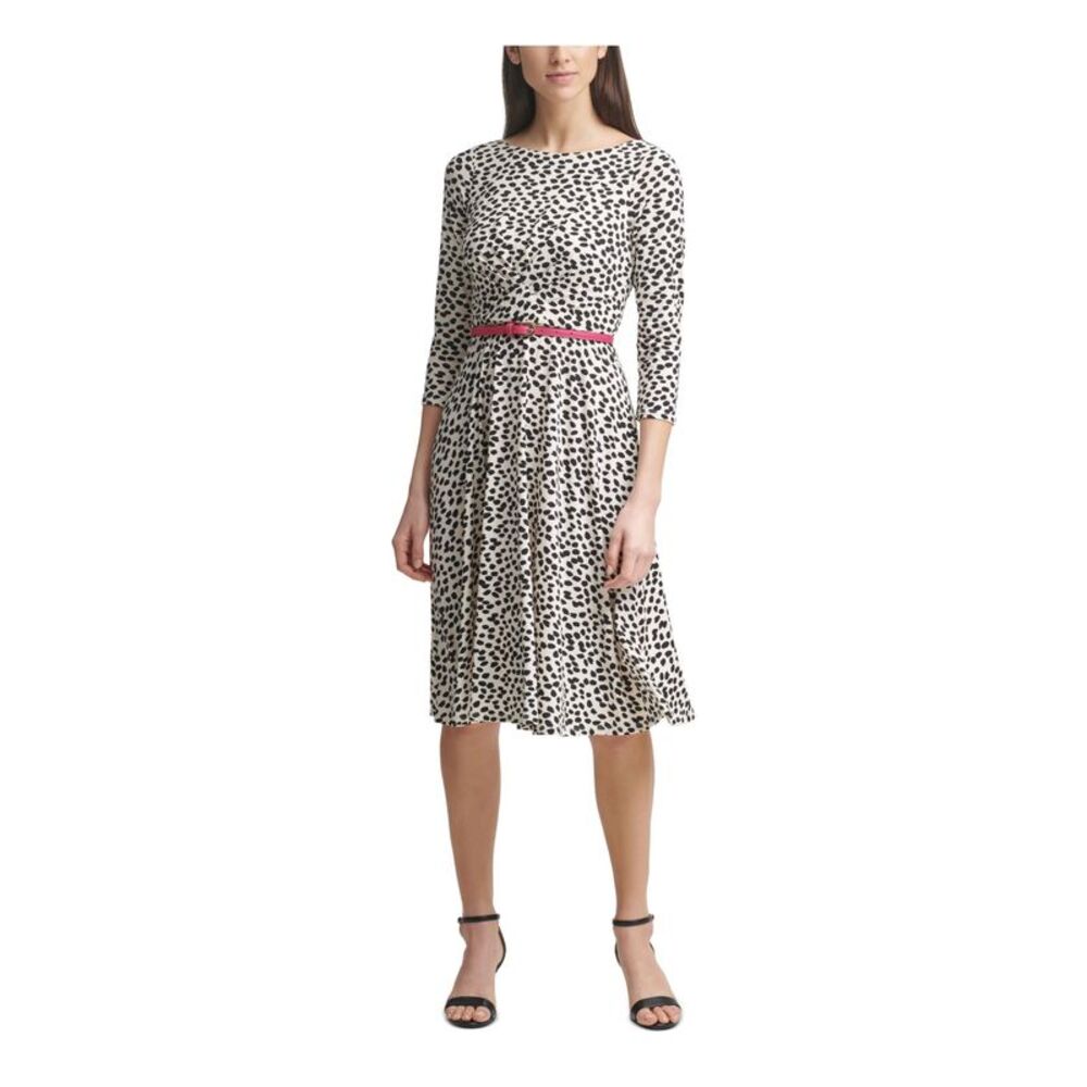 NWT HARPER ROSE Womens Ivory  3/4 Sleeve Midi Wear To Work Fit + Flare Dress 4